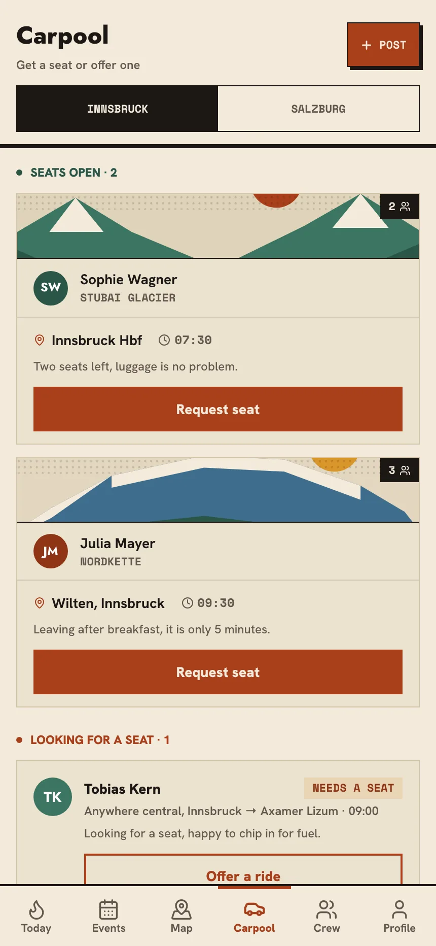 Pistl Carpool screen